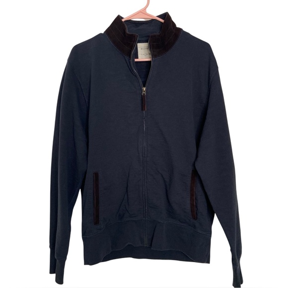 Billy Reid Large dark blue full zip casual jacket‎ from Peru suede Collar - Picture 1 of 9